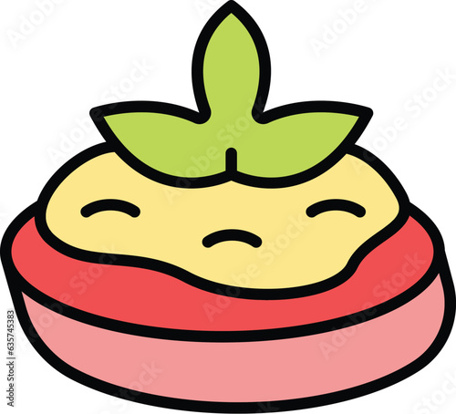 Drawing bruschetta icon outline vector. Food starter. Italian snack color flat