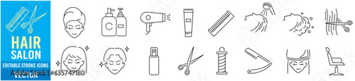 Hair salon Barber cut dryer icon set vector