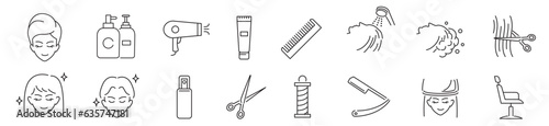 Hair salon Barber cut dryer icon set vector