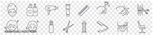 Hair salon Barber cut dryer icon set vector