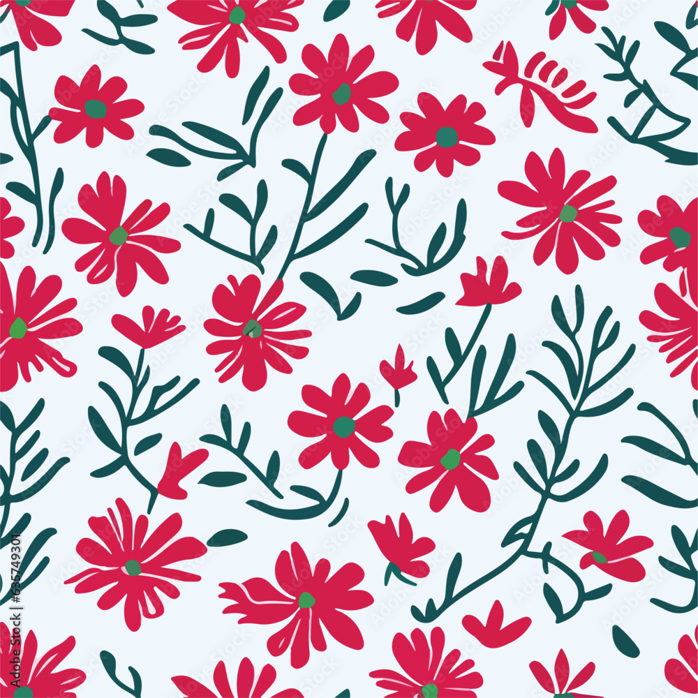 vector seamless floral pattern. simple hand drawn flower pattern. vector seamless floral pattern. simple hand drawn flower pattern.