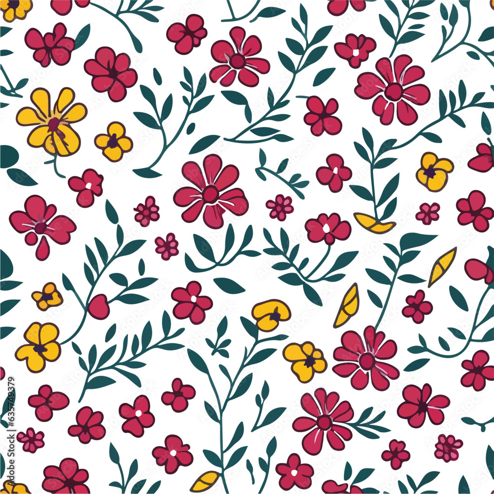 vector seamless floral pattern. simple hand drawn flower pattern. vector seamless floral pattern. simple hand drawn flower pattern.