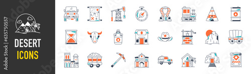 Set of desert Icon. Vector illustration Icons
