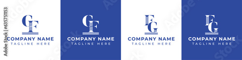 Letter FG and GF Pillar logo, suitable for business with GF or FG related to Pillar.