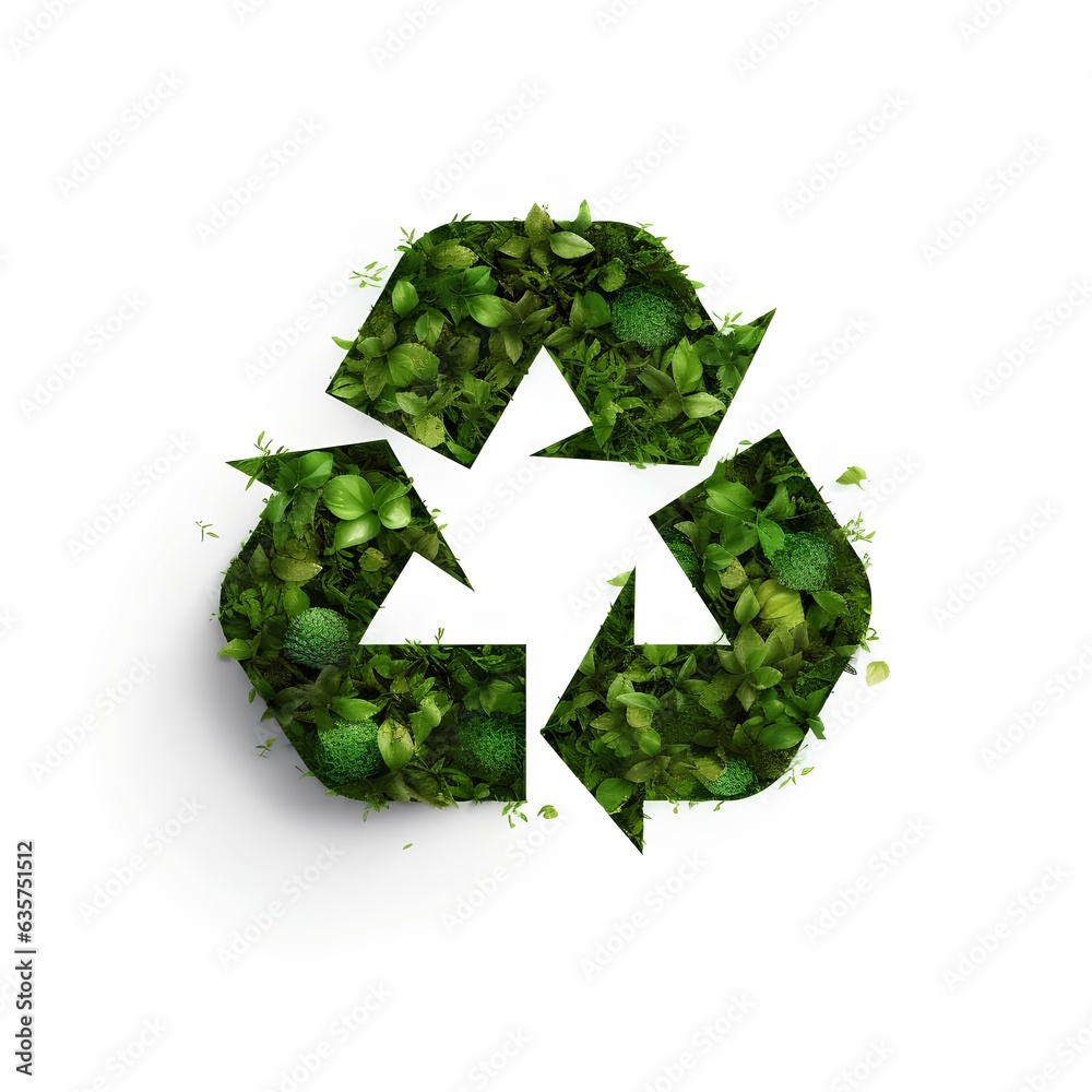 Recycling sign with three arrows, recyclable environmental material, creation, application, disposal. Recycling sign with three arrows, recyclable environmental material, creation, application, disposal.