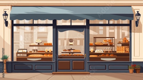 An illustration of a bakery storefront AI Generated