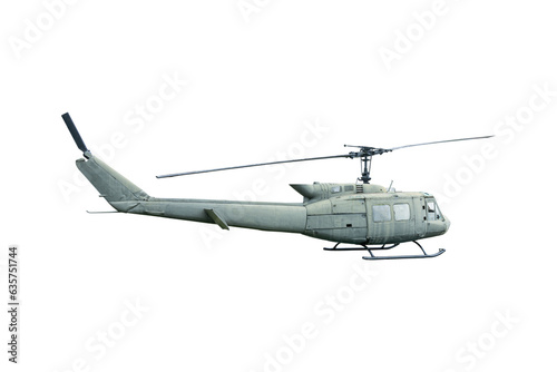 Old helicopter isolated on transparent background, PNG Format.