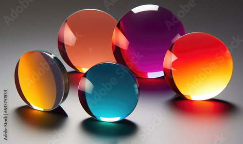 Sphere colored lenses anti-reflective coating. For banner, postcard, book illustration, card. Created with generative AI tools photo