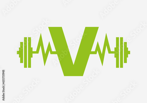 Letter V Fitness Gym Logo. Fitness Logotype Symbol