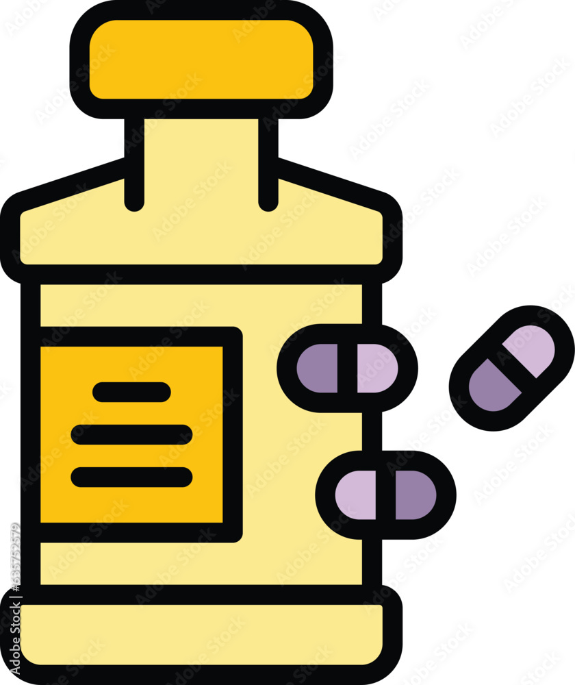 Obraz premium Stress reduction pills icon outline vector. Mind health. Soul spa color flat