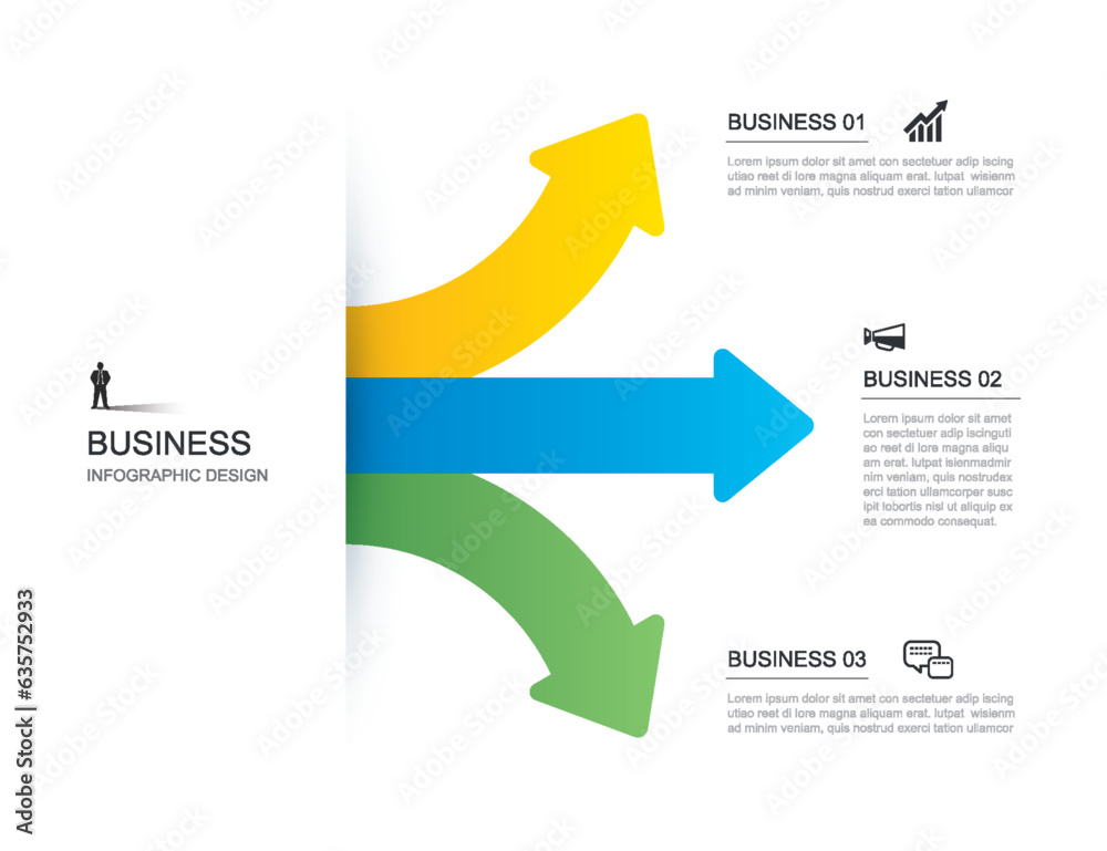 3 data infographics arrow way template. Vector illustration abstract ...