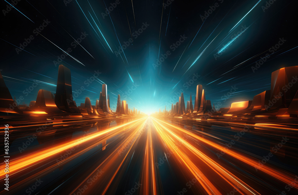 Fototapeta premium Futuristic technology background with glowing lines. created by generative AI technology.