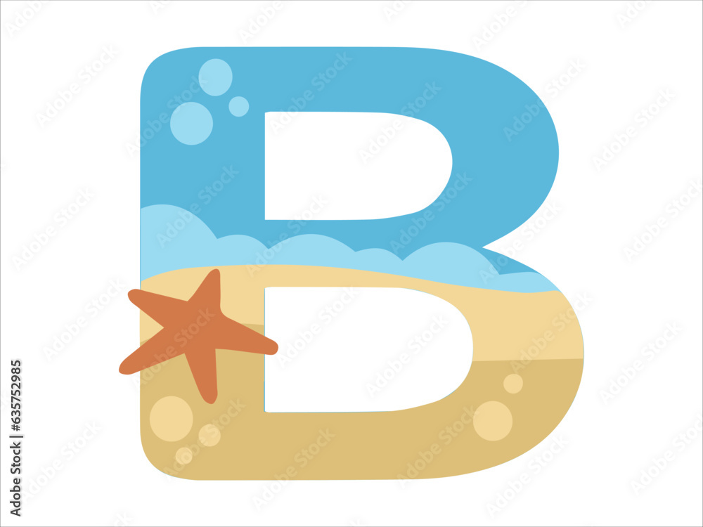 Beach Bubble Alphabet Letter B Illustration
