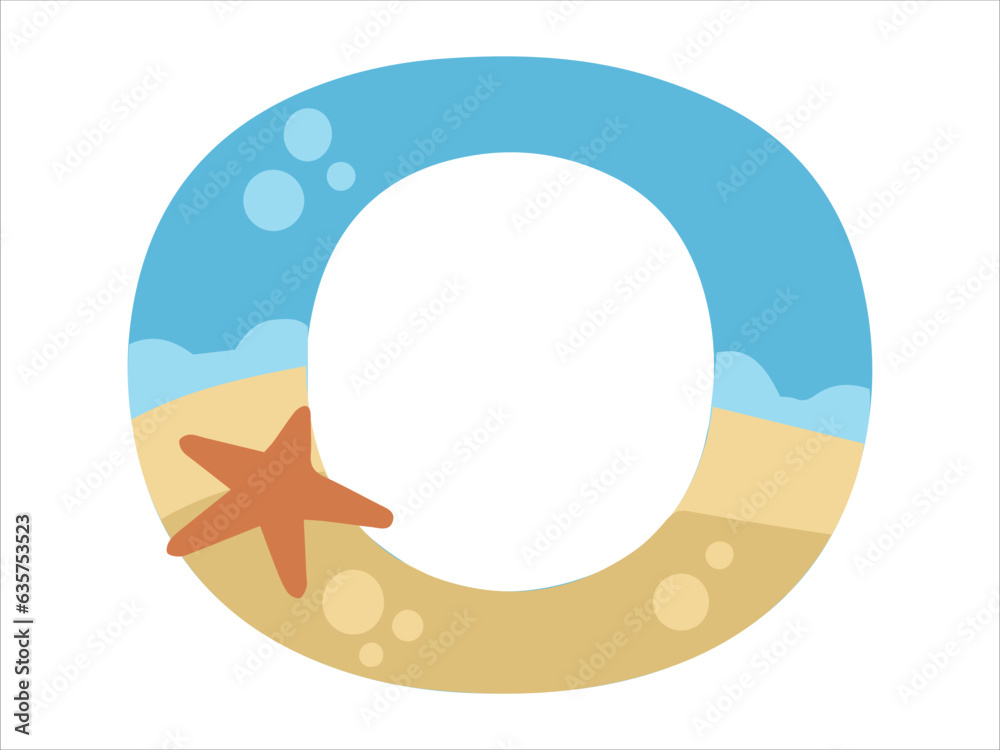 Beach Bubble Alphabet Letter O Illustration
