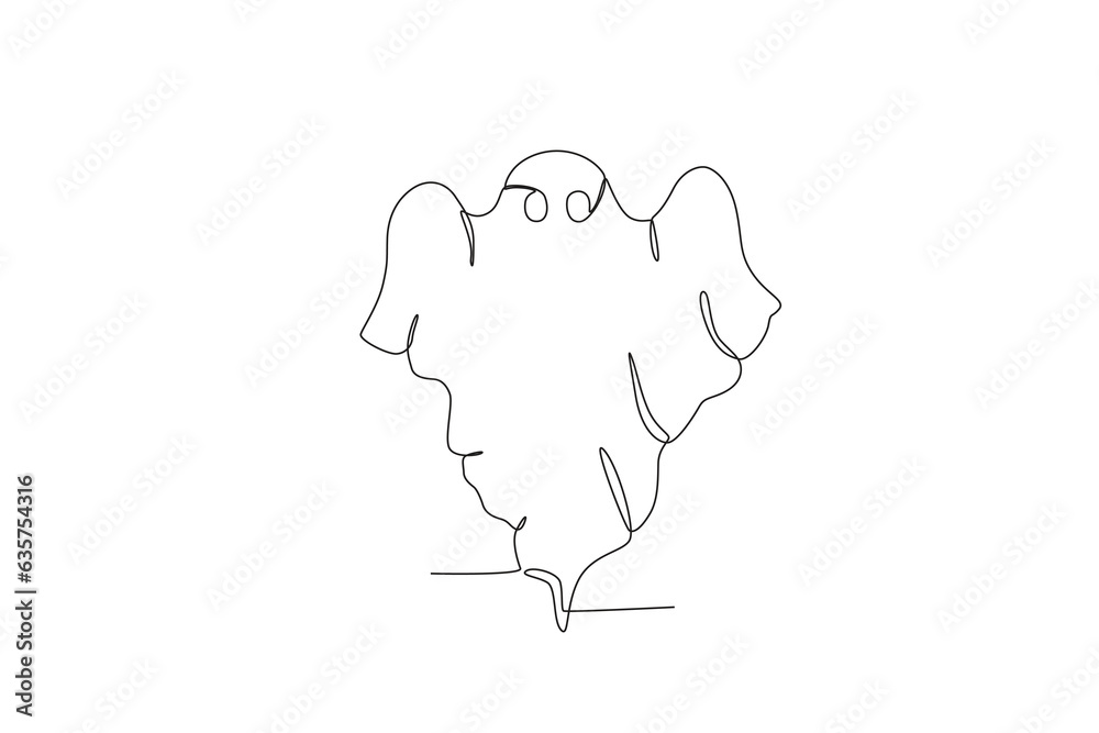 A creepy evil ghost. Ghost one-line drawing