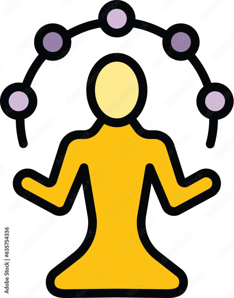 Meditation spa icon outline vector. Stress mind. Health massage color flat Meditation spa icon outline vector. Stress mind. Health massage color flat
