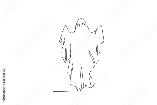 A creepy ghost walking. Ghost one-line drawing