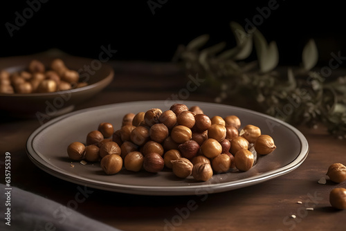 roasted hazelnuts on a plate