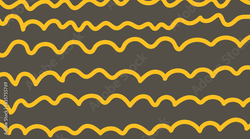 Wide abstract background with pasta, noodle or spaghetti. Horizontal doodle pasta. Vector illustration