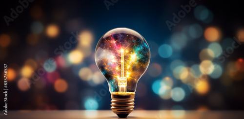 light bulb on black background. creative idea illustration