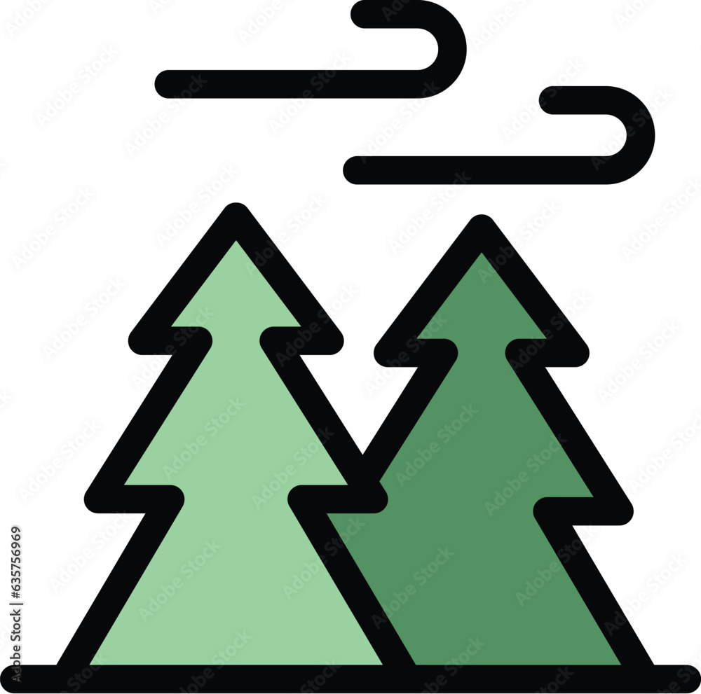 Forest wind air icon outline vector. Clean eco. Cool purify color flat Forest wind air icon outline vector. Clean eco. Cool purify color flat