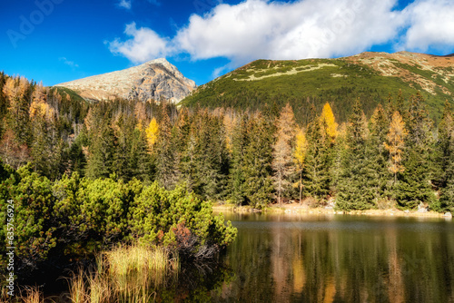 High peak and mountain lake