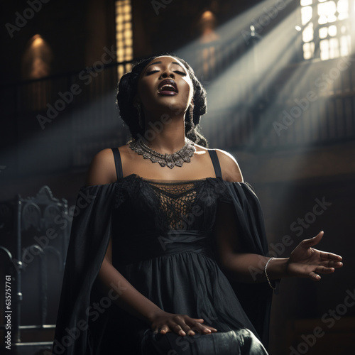 Black woman opera singer. Generative AI.