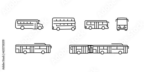 Bus icon set. Transport symbol in linear style. Vector illustration