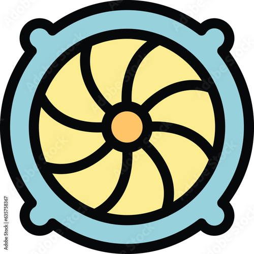 Air fan icon outline vector. Dirt clean. Filter dust color flat