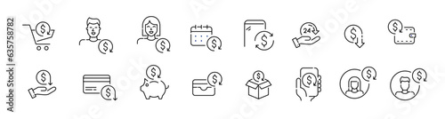 Set of rewards customer loyalty program icons. Card, shopping, app, user, piggybank. Pixel perfect, editable stroke