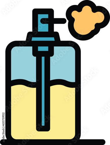 Perfume bottle icon outline vector. Air clean. Purify eco color flat