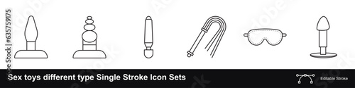 Sex toys different type vibrator self satisfactory sexual tool editable stroke icons set