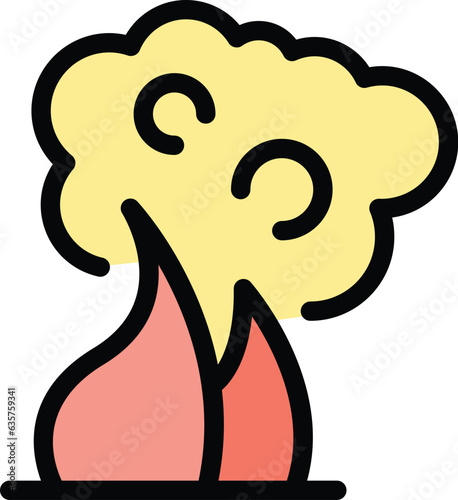 Fire smoking icon outline vector. Air clean. Dust wind protection color flat