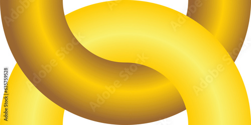 Crossed chain - impossible shapes. Gold chain links - optical illusion. Vector illustration isolated.