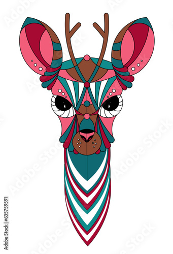 Vector image of a horned animal, consisting of geometric shapes according to the principle of the golden section. Cartoon. EPS 10