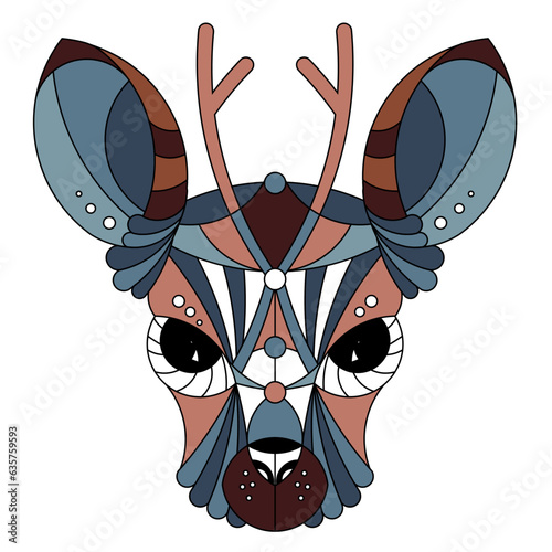 Vector image of a horned animal, consisting of geometric shapes according to the principle of the golden section. Cartoon. EPS 10