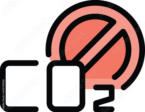 No co2 icon outline vector. Air clean. Wind mask color flat