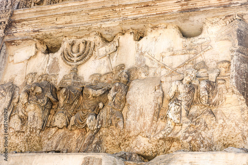 Fototapeta Reliefs from Arch of Titus depicting the sack of Jerusalem