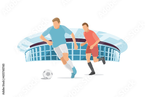 Two football player with stadion background vector Illustration. 