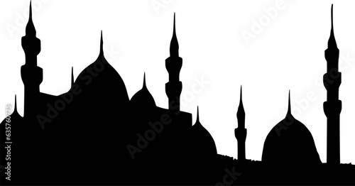 black mosque, mosque silhouette. flat illustration design isolated on white background. Vector graphics.