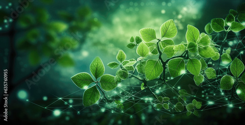 Green leaves digital concept
