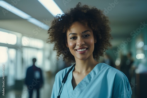smiling afro american female doctor in hospital