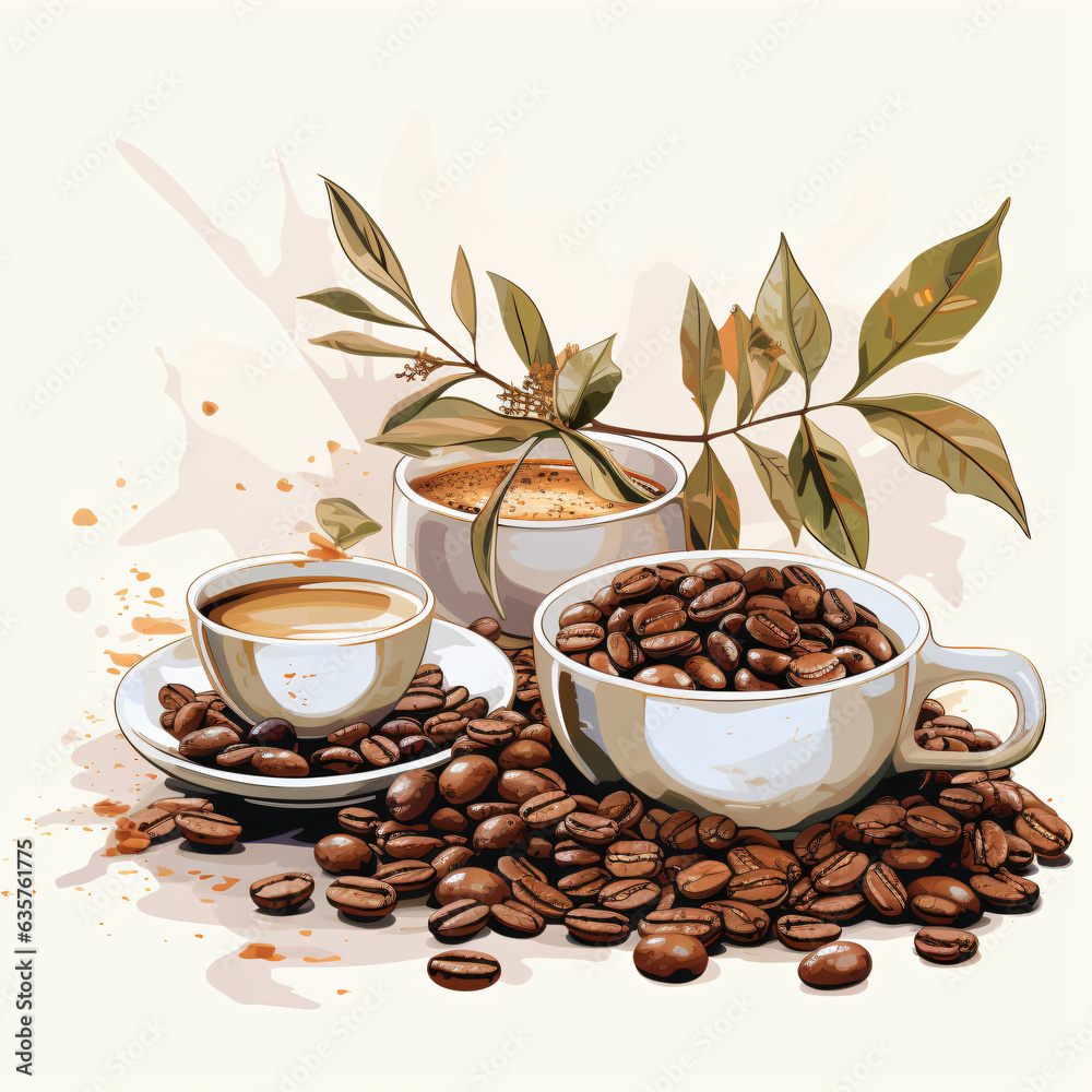 Fototapeta premium coffee beans and cup