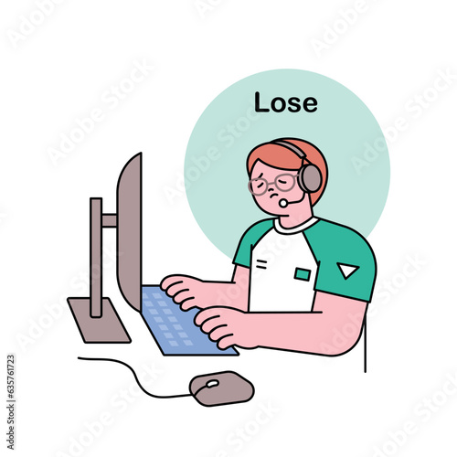 A gamer is grieving a loss in an esports match.