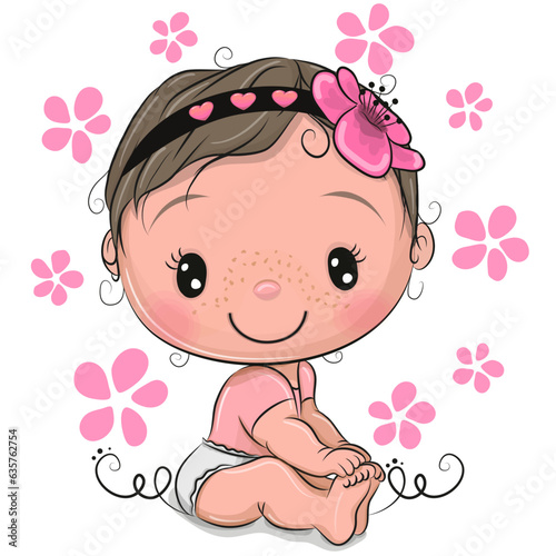 Cute baby Girl isolated on a white background