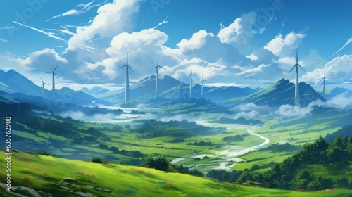 Renewable Horizons: Abstract landscapes showcasing the potential of renewable energy to reshape our future | generative ai