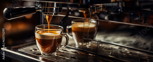 Fényképezés Coffee machine pouring coffee