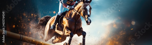 Equestrian jumping sport banner © kramynina