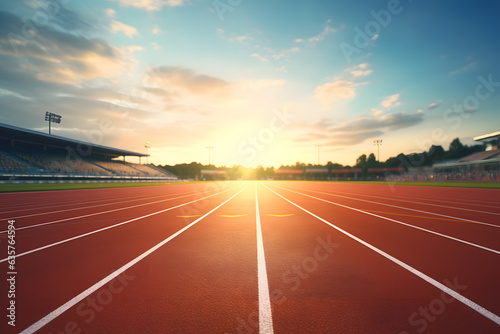 Canvas Print Pristine Running Track. Smooth Surface Ready for Runners