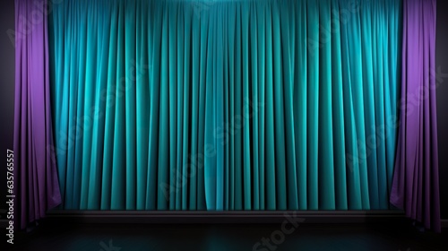 purple, blue and cyan curtain in opera theatre, generative AI